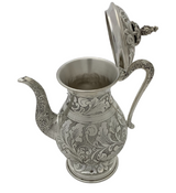 FINE 925 STERLING SILVER HANDMADE CHASED SWIRL FLORAL MATTE & SHINY OIL PITCHER