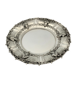 FINE 925 STERLING SILVER HANDMADE LEAF APPLIQUE ORNATE MATTE SHINY CUP & TRAY