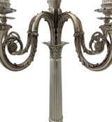 PAIR OF ITALIAN 925 STERLING SILVER HANDMADE ELEGANT FLORAL 6 LIGHT CANDELABRA
