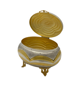 FINE 925 STERLING SILVER & GILDED HANDMADE ORNATE SHINY SLEEK CROWN ESROG BOX