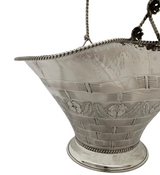 FINE ITALIAN 925 STERLING SILVER HANDMADE MULTI FLOWER ROPE BASKET CENTERPIECE
