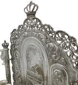 FINE 925 STERLING SILVER HANDMADE LEAF APPLIQUE CHASED ORNATE BACKWALL MENORAH