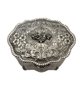 ITALIAN 925 STERLING SILVER HANDMADE FLORAL LEAF CHASED SWIRL SPICE BESAMIM BOX