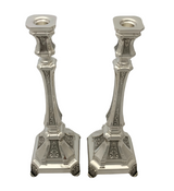 FINE 925 STERLING SILVER HANDMADE CHASED ORNATE MATTE & SHINY CANDLESTICKS