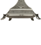 FINE 925 STERLING SILVER HANDMADE CHASED SWIRL LEAF APPLIQUE 2 LIGHT CANDELABRA