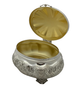 FINE 925 STERLING SILVER HANDMADE FLORAL SWIRL ENGRAVED ORNATE JEWELRY ESROG BOX