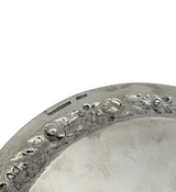 ANTIQUE 925 STERLING SILVER HANDMADE HEAVY FLORAL REPOUSSE ORNATE SERVING TRAY