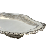FINE 925 STERLING SILVER HANDMADE CHASED CUT OUT LACE FLORAL ORNATE FRUIT BOWL