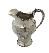 ANTIQUE GORHAM 925 STERLING SILVER HANDMADE ENGRAVED FLORAL LEAF SLEEK PITCHER