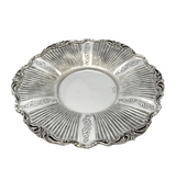 FINE 925 STERLING SILVER HANDMADE STRIATED SWIRL CHASED ORNATE SLEEK CUP & TRAY