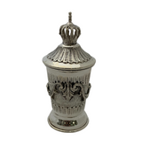 925 STERLING SILVER HANDMADE LEAF APPLIQUE MATTE & SHINY CROWN LIQUOR CUP & TRAY