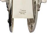 TOPAZIO 925 STERLING SILVER HANDMADE ORNATE LEAF SWIRL NAPKIN HOLDER & HANDLE