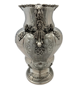 EXTRA LARGE ITALIAN 800 SILVER HANDMADE FLORAL ORNATE APPLIQUE FLOWER VASE