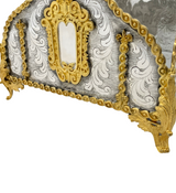 LARGE 925 STERLING SILVER & GILDED HANDMADE CHASED SWIRL ORNATE NAPKIN HOLDER