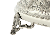 ITALIAN 925 STERLING SILVER HANDMADE LEAF SHELL CHASED FRUIT BOWL CENTERPIECE