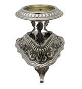 FINE 925 STERLING SILVER HANDMADE CUT OUT ORNATE TRIANGULAR SINGLE SALT HOLDER