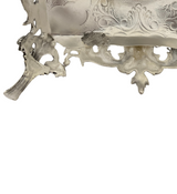 FINE 925 STERLING SILVER HANDMADE CHASED SWIRL LEAF APPLIQUE 2 LIGHT CANDELABRA