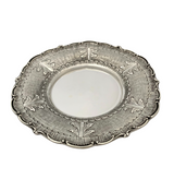 FINE 925 STERLING SILVER HANDMADE CHASED SWIRL ORNATE MATTE & SHINY CUP & TRAY