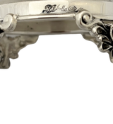 FINE 925 STERLING SILVER HANDMADE STRIATED SHINY SLEEK FINISH ORNATE SALT HOLDER