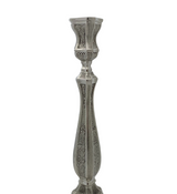 925 STERLING SILVER HANDMADE CHASED LEAF APPLIQUE MATTE & SHINY CANDLESTICKS