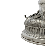 LARGE 925 STERLING SILVER HANDMADE SWIRL CHASED LEAF APPLIQUE ORNATE FLOWER VASE