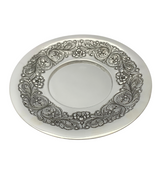 FINE ITALIAN 925 STERLING SILVER HANDMADE FLORAL LEAF SWIRL ELIYAHU CUP & TRAY
