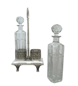 TOPAZIO 925 STERLING SILVER & CRYSTAL HANDMADE FLORAL LACE DOUBLE BOTTLE HOLDER