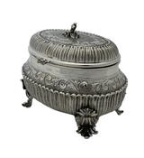 FINE ITALIAN 925 STERLING SILVER HANDMADE SWIRL FLUTED LEAF APPLIQUE ESROG BOX