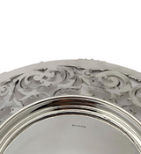 ANTIQUE 925 STERLING SILVER HANDMADE FLUTED CUT OUT SWIRL MONGRAM ROUND DISH