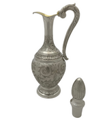 FINE 925 STERLING SILVER HANDMADE CHASED SWIRL FLUTED ORNATE MATTE WINE BOTTLE