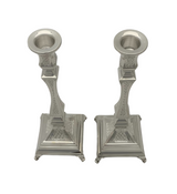 FINE 925 STERLING SILVER HANDMADE MODERN DIAMOND CUT & SLEEK SQUARE CANDLESTICKS