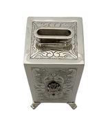 FINE 925 STERLING SILVER HANDMADE CHASED LEAF ORNATE MATTE & SHINY TZEDAKA BOX
