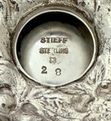 ANTIQUE 1926 STIEFF 925 STERLING SILVER HANDMADE CHASED REPOUSSE ROSE HONEY DISH