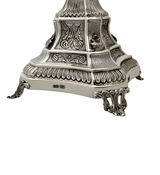 LARGE 925 STERLING SILVER HANDMADE CHASED LEAF APPLIQUE MATTE & SHINY MENORAH