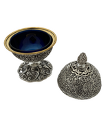 ITALIAN 925 STERLING SILVER & GILDED HANDMADE OPEN CHASED FILIGREE SALT HOLDER