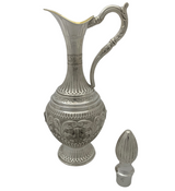 FINE 925 STERLING SILVER HANDMADE CHASED LEAF APPLIQUE FLUTED MATTE WINE BOTTLE