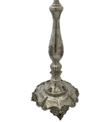 FINE 925 STERLING SILVER HANDMADE CHASED SWIRL ORNATE LEAF APPLIQUE CANDLESTICKS