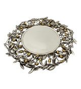FINE ITALY 925 STERLING SILVER & GILDED HANDMADE 3D OLIVE TREE LEAF CUP & TRAY