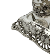 FINE TOPAZIO 925 STERLING SILVER HANDMADE FLORAL SWIRL ORNATE DOUBLE SALT HOLDER
