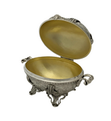 925 STERLING SILVER HANDMADE LEAF APPLIQUE CHASED MATTE SHINY CARRIAGE ESROG BOX