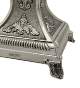 FINE SMALL 925 STERLING SILVER HANDMADE CHASED ORNATE MATTE & SHINY CANDLESTICKS