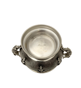 FINE 925 STERLING SILVER HANDMADE LEAF APPLIQUE ORNATE MATTE & SHINY SALT HOLDER
