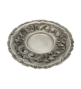 ITALY 925 STERLING SILVER HANDMADE ORNATE CHASED SWIRL MATTE & SHINY CUP & TRAY