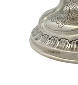 LARGE 925 STERLING SILVER HANDMADE LEAF APPLIQUE SWIRL CHASED ORNATE FLOWER VASE