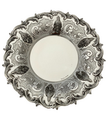 FINE 925 STERLING SILVER HANDMADE CHASED LEAF APPLIQUE ORNATE VIZNIZ CUP & TRAY
