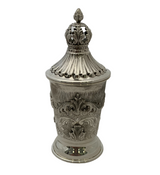 925 STERLING SILVER HANDMADE LEAF APPLIQUE MATTE & SHINY CROWN LIQUOR CUP & TRAY