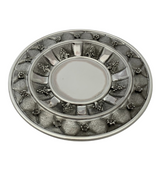 ITALY 925 STERLING SILVER HANDMADE MULTI FLORAL APPLIQUE MATTE SHINY CUP & TRAY