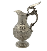 ANTIQUE BAILEY & CO. SILVER HANDMADE FLORAL LEAF SWIRL SHINY SLEEK PITCHER