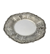 FINE 925 STERLING SILVER HANDMADE LEAF APPLIQUE ORNATE MATTE SHINY CUP & TRAY