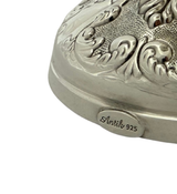 FINE 925 STERLING SILVER HANDMADE LEAF APPLIQUE ORNATE MATTE SHINY ELIYAHU CUP